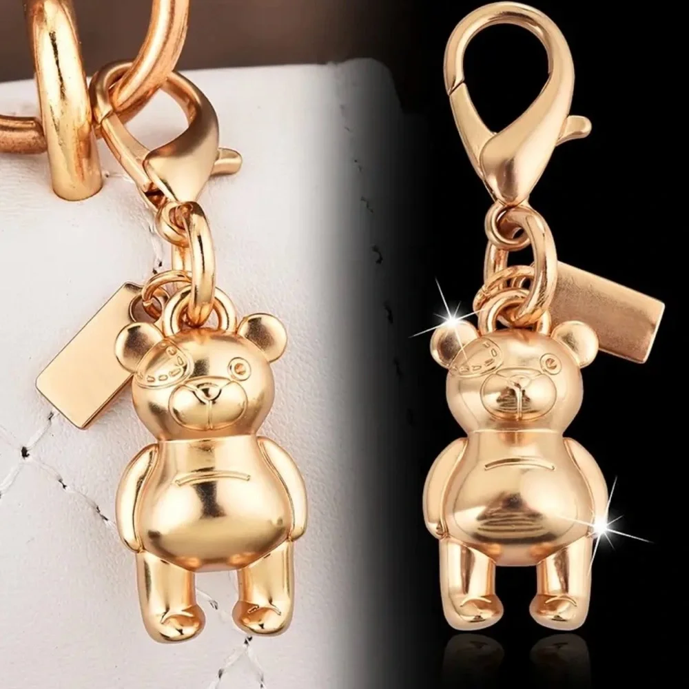 Bear, Gold tone Teddy Bear Bag Charm, NEW